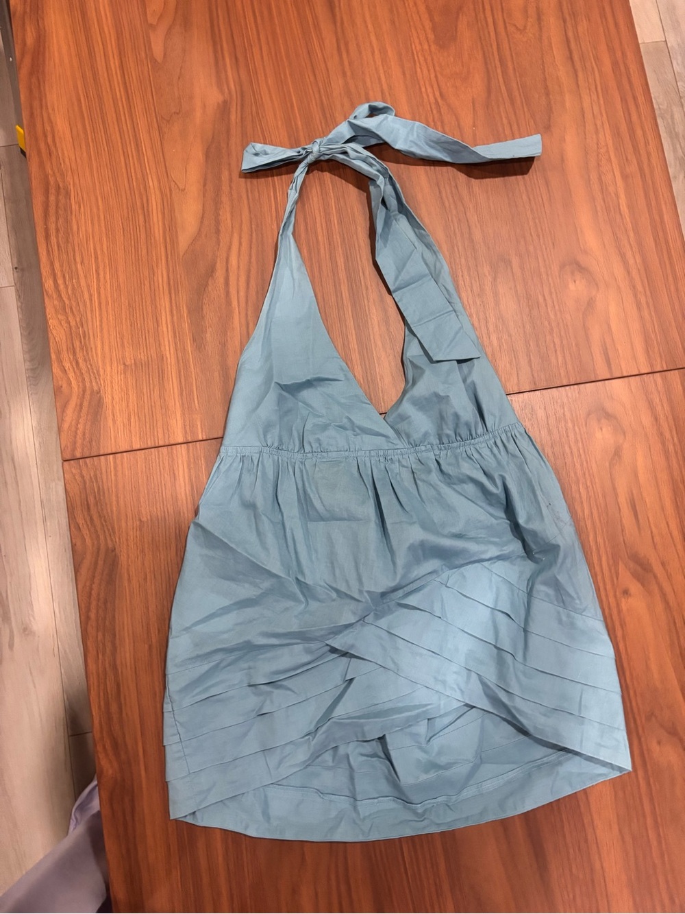 BCBG Light Blue Ruched Halter Top
